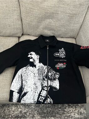 Civil Regime WWE Black Jacket with White Eddie Guerrero Graphic and Red Accents